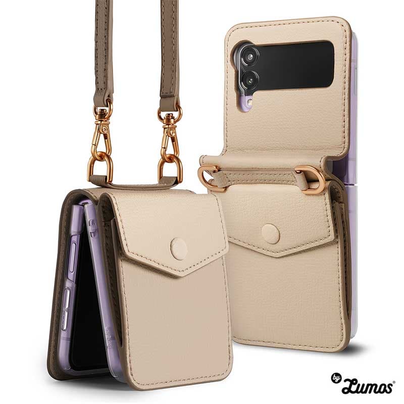 RINGKE FOLIO SIGNATURE CARD POCKET SERIES For Samsung Galaxy Z Flip 3 Protective Phone Case – Beige