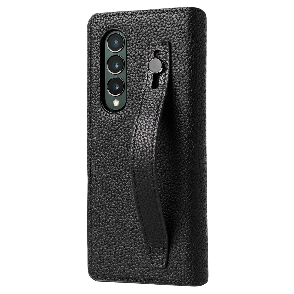 RINGKE FOLIO SIGNATURE Standard & EZ Strap For Samsung Galaxy Z Fold 3 Inclusive Edge Drop Protection Case Casing – EZ Strap Black
