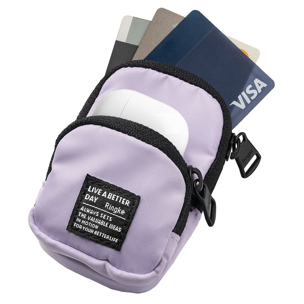 RINGKE TWO POCKET MINI POUCH Miniature Universal Lightweight & Stylishly Padded Pouch – Light Purple