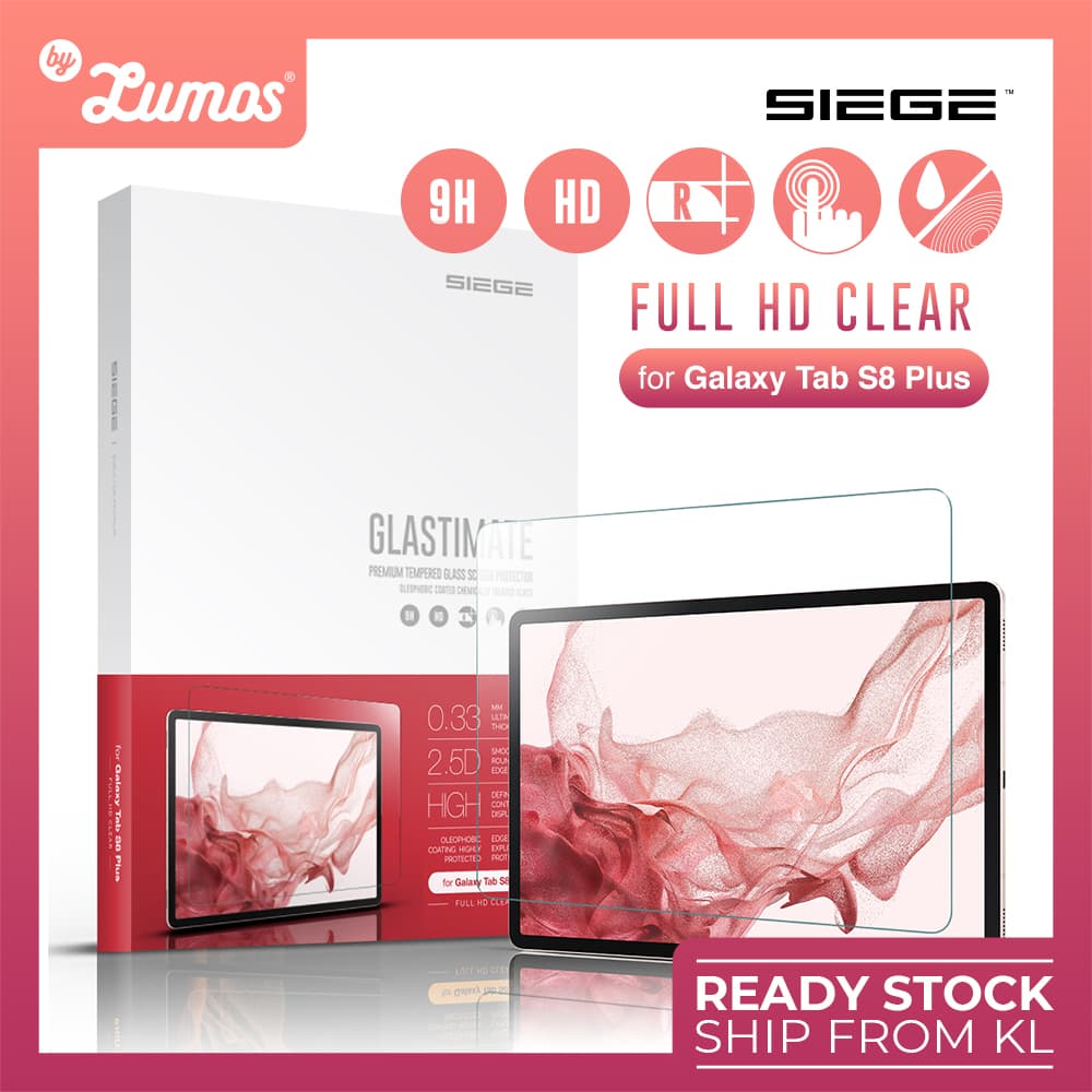 SIEGE GLASTIMATE (Clear) Samsung Galaxy Tab S7 Plus & S8 Plus Premium Tempered Glass – Tab S8 Plus