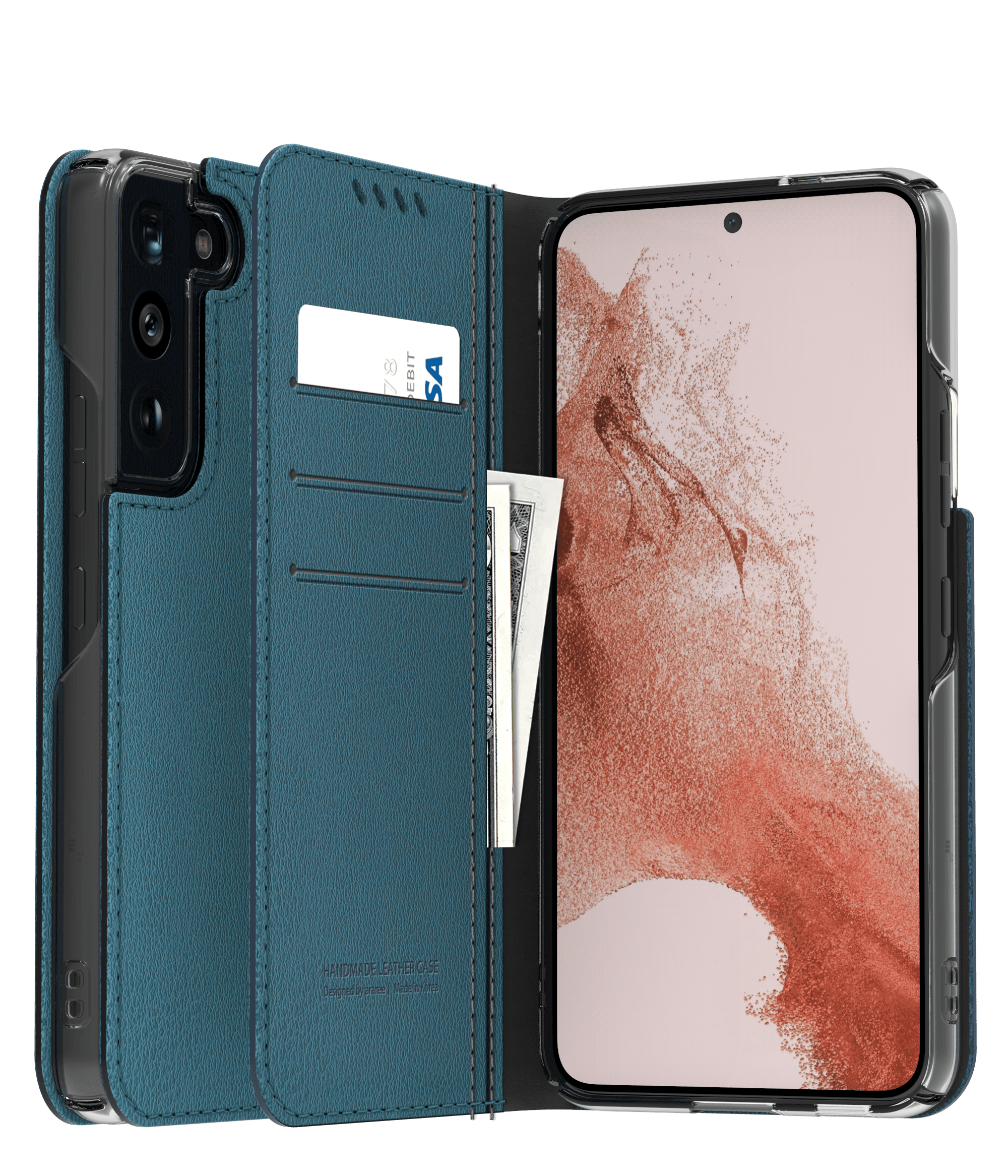 ARAREE MUSTANG DIARY Samsung Galaxy S22 / S22 Plus / S22 Ultra Series Hand Made Premium Flip Case – Ash Blue / s22