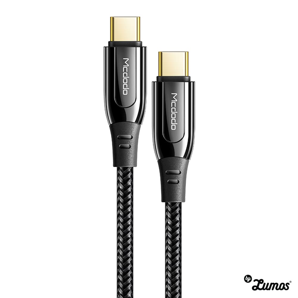 MCDODO CA-812 100W Fast Charge Zinc Alloy Gold Plated PD Type-C To Type-C Cable – Black / 1 2m