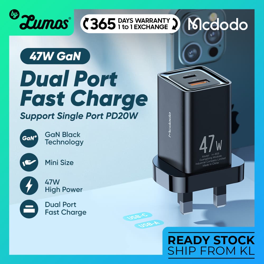 MCDODO CH-859 Dual Port Fast Charge Support PD 3.0 Mini Size 47w High Power