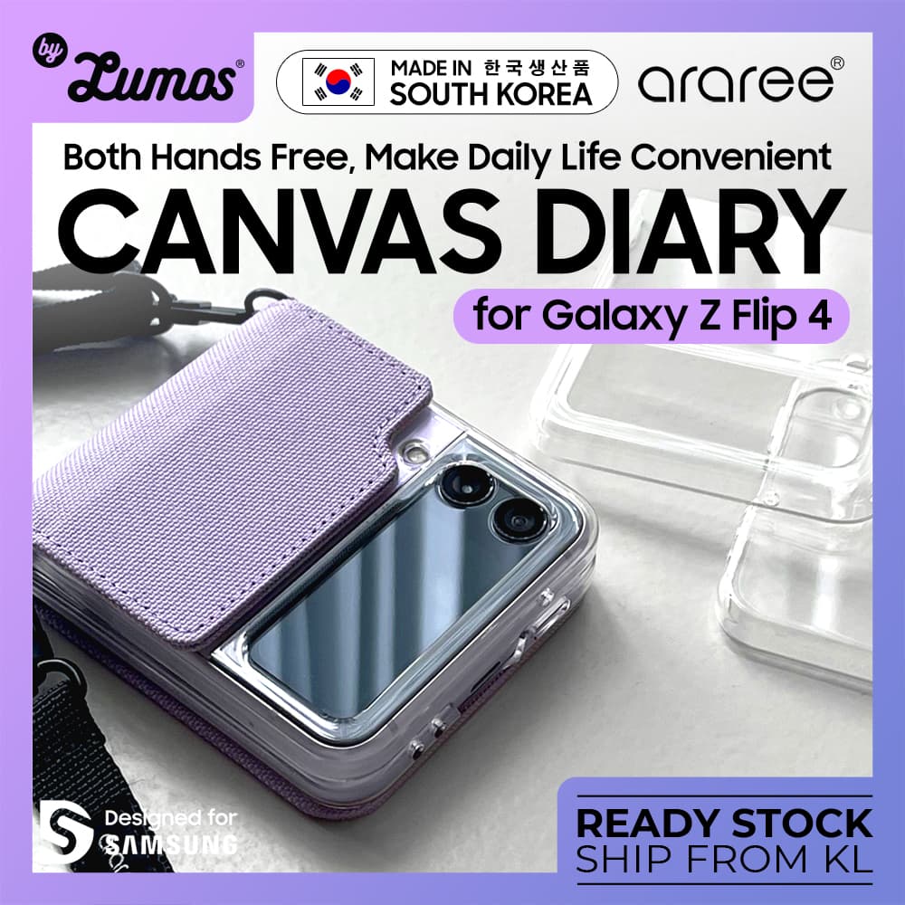 ARAREE CANVAS DIARY For Samsung Galaxy Z Flip 4 5G Series Waist Strap Full Cover Protective Case And Casing