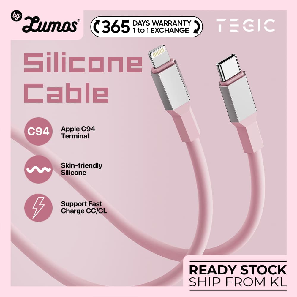 TEGIC SILICONE USB FAST CHARGING CABLE Fast Charger Type C To Type C and Type C To Lightning 1M Long