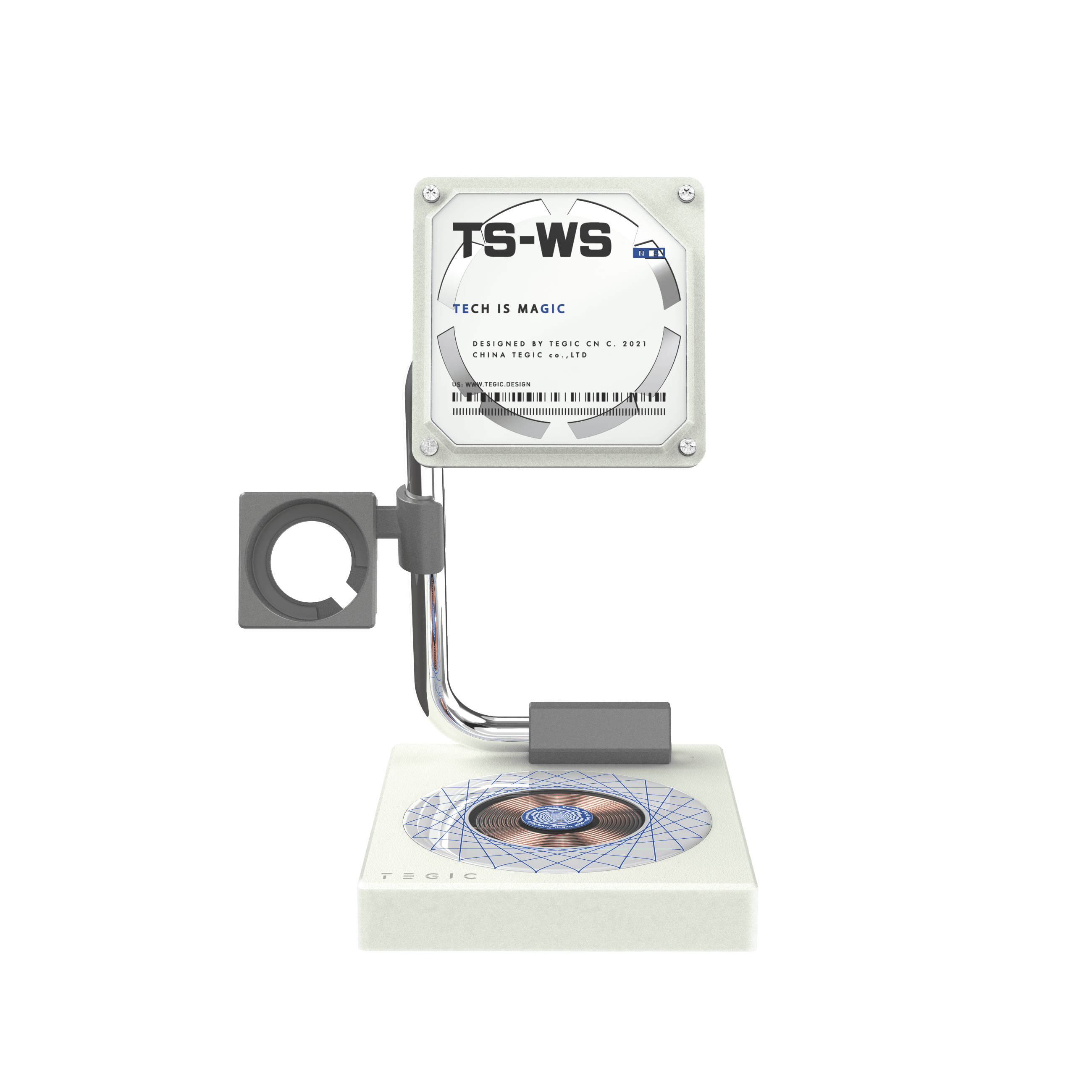 TEGIC TS-WS 3 in 1 Wireless Magsafe Charging Stand – The Ultimate 3-in-1 Charging Solution For A-pple Device – White