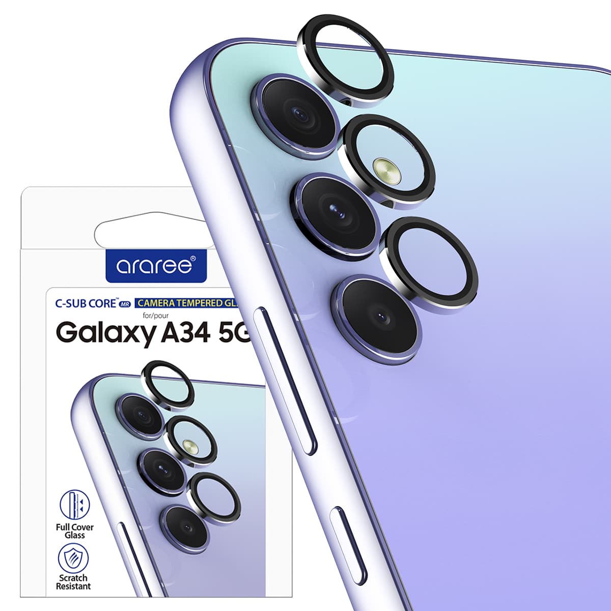 ARAREE C-SUB Core MR Samsung Galaxy A34 Full Coverage Tempered Glass Camera Lens Protector – A34