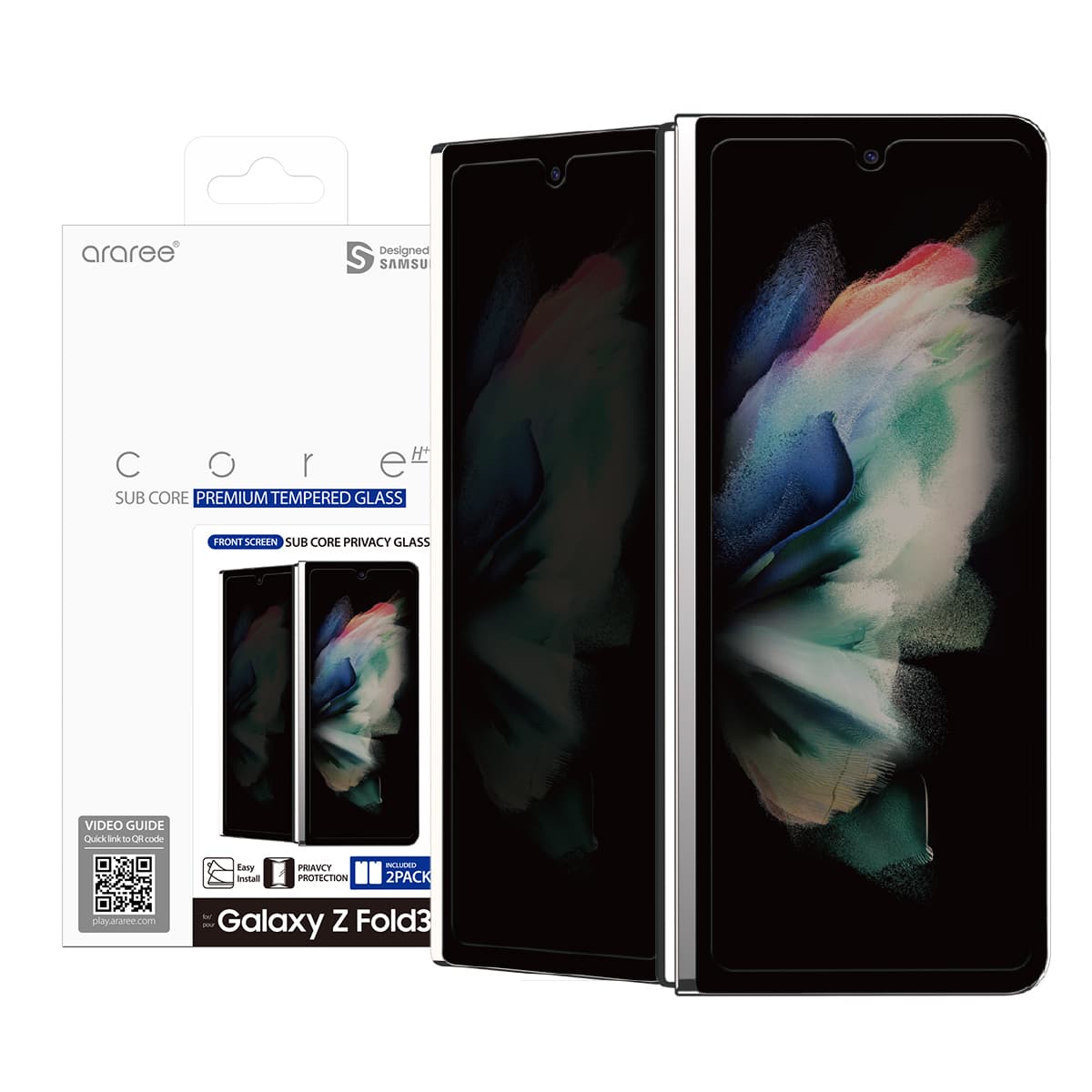 ARAREE SUB CORE PRIVACY Samsung Z Fold 3 & Fold 4 Premium Tempered Glass – Galaxy Z Fold 3