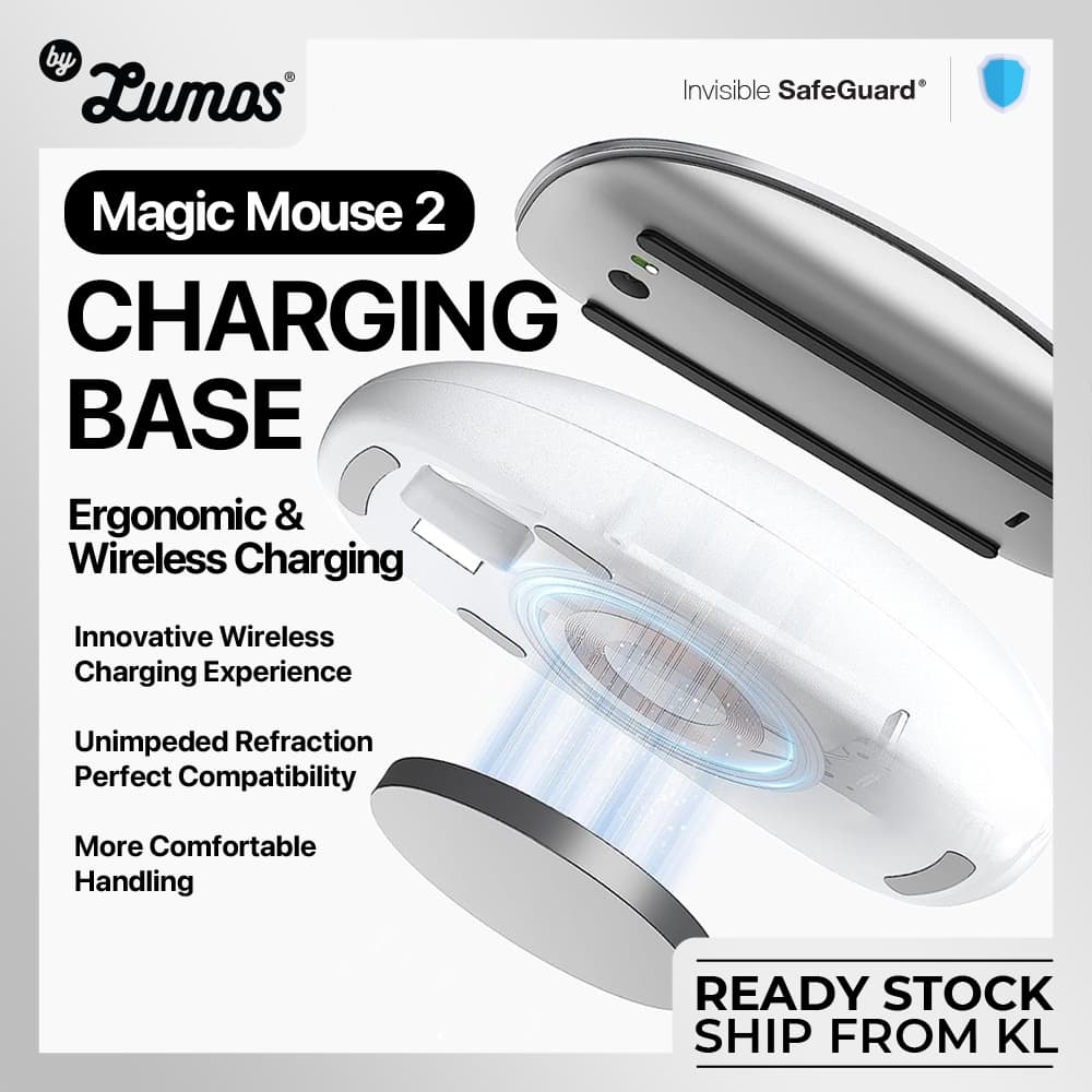 INVISIBLE SAFEGUARD CHARGING BASE Designed For A-PPLE Magic Mouse 2, Ergonomic & Wireless Charging Magsafe & QI Techno