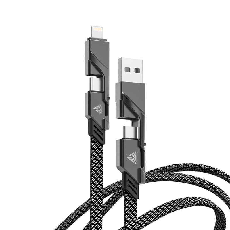 TEGIC ONIX 5.0 PRO 4 IN 1 CHARGING CABLE USB to C, USB to L, C to L, C to C Multi-Protocol Fast Charging Non-Tangle Design – Black