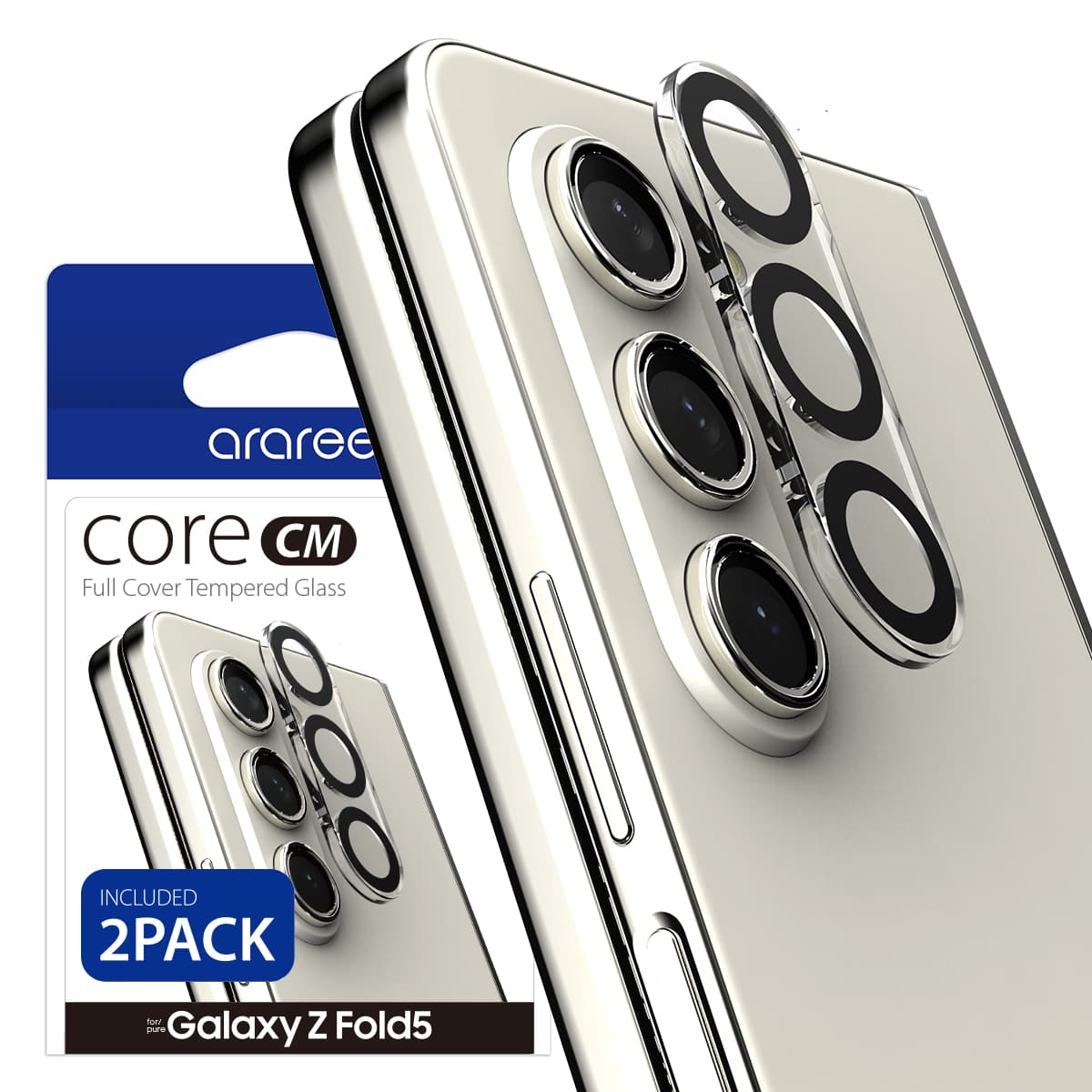 ARAREE CORE CM SAMSUNG GALAXY Z FOLD 5 FULL COVER CAMERA LENS TEMPERED GLASS – CORE CM 2 PCS