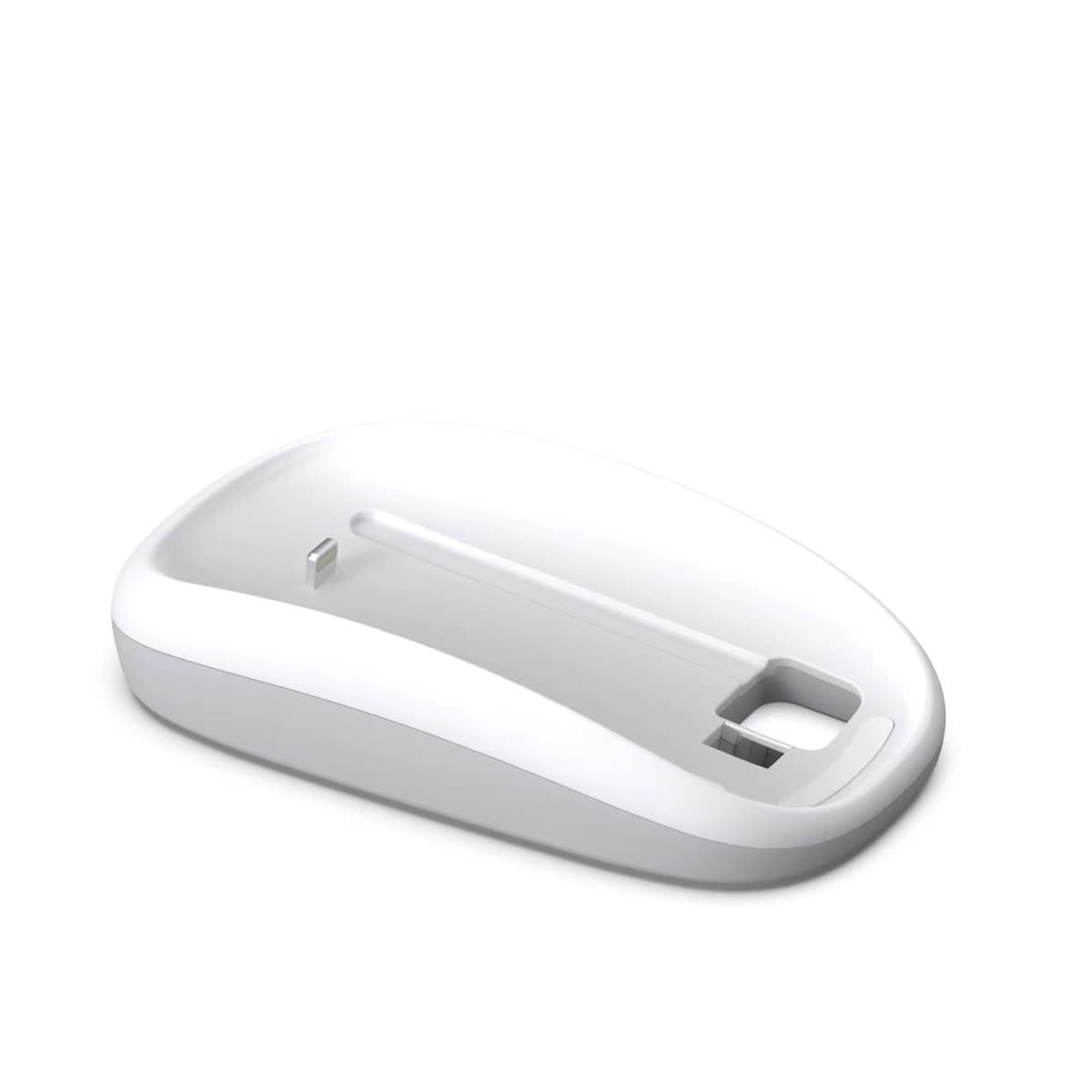 INVISIBLE SAFEGUARD CHARGING BASE Designed For A-PPLE Magic Mouse 2, Ergonomic & Wireless Charging Magsafe & QI Techno – White