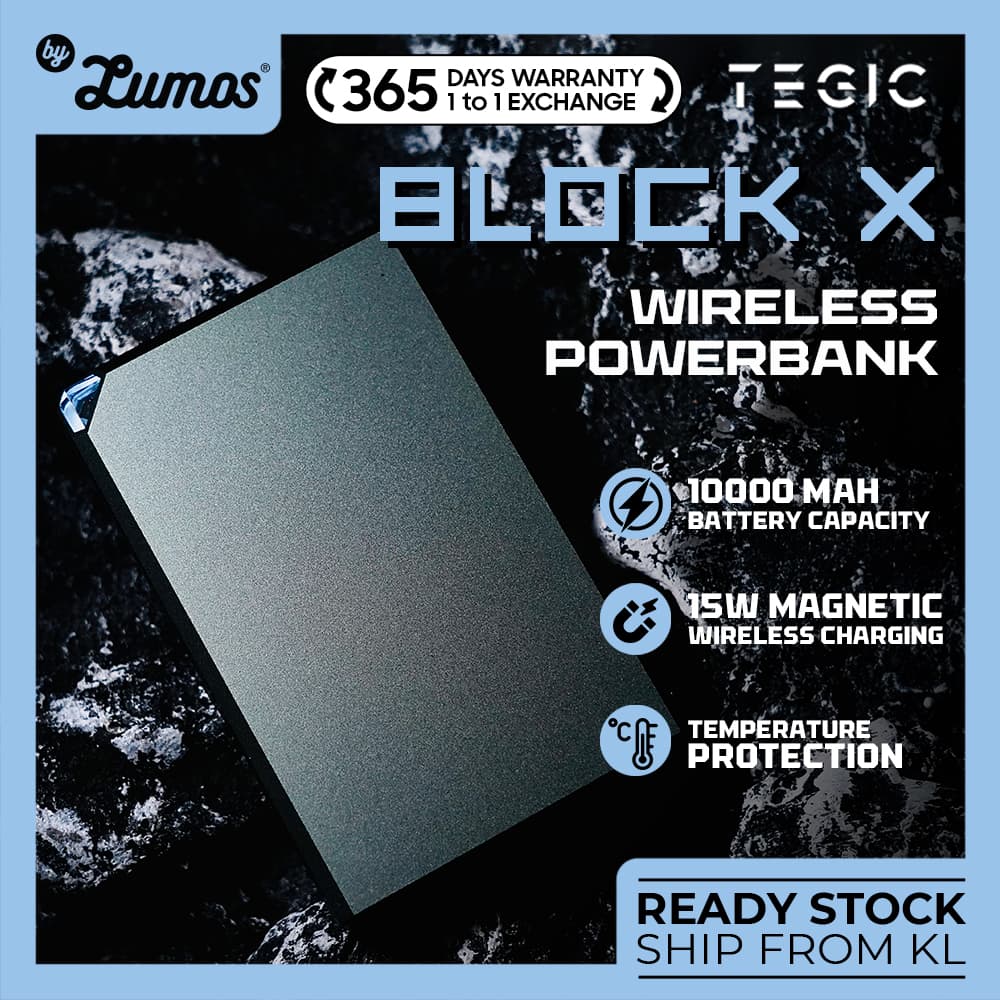 TEGIC BLOCK X MAGNETIC WIRELESS FAST CHARGING POWER BANK 15W 10000MAH BATTERY CAPACITY WORRY-FREE BOARDING