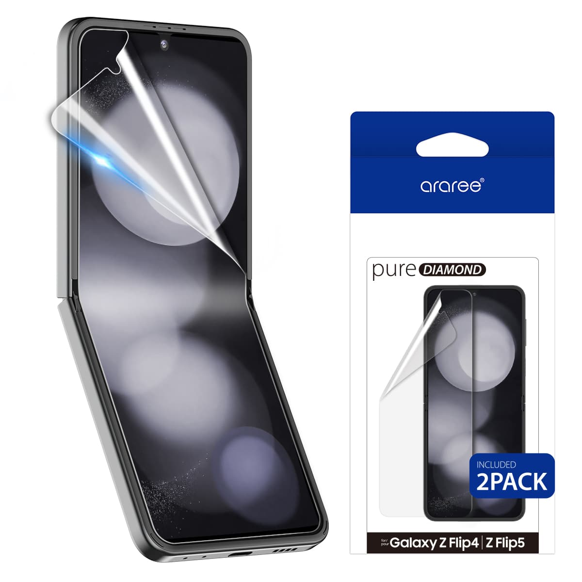 ARAREE PURE DIAMOND 2PCS Samsung Galaxy Z Flip 4/Galaxy Z Flip 5 Screen Protector No Rainbow – Galaxy Z Flip 4/Galaxy Z Flip 5