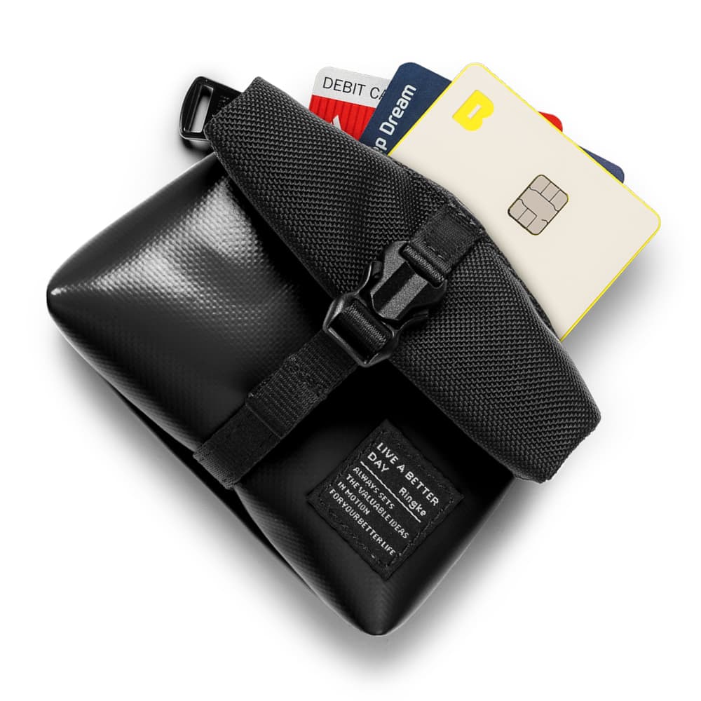 RINGKE TARPAULIN BRICK| ROLL TOP MINI POUCH – Roll Top (BLACK)