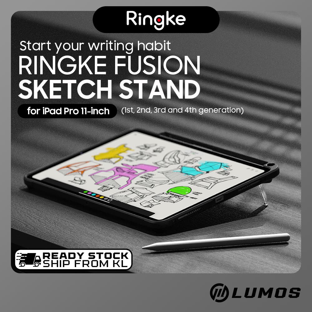 Ringke Fusion Sketch Stand for iPad Pro 11 inch pen holder and kickstand multi-function stand with 4 angles