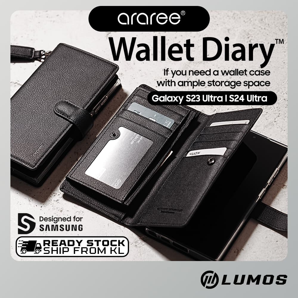 Araree Samsung Galaxy S23 & S24 Ultra Wallet Diary Overwhelming Storage Space