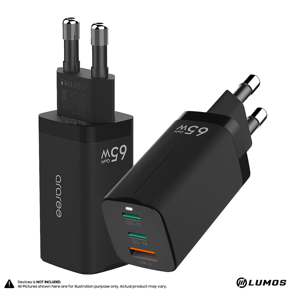 Araree A65W Adapter Multiport Quick Charging Adapter 65W 3-Port Wall Charger