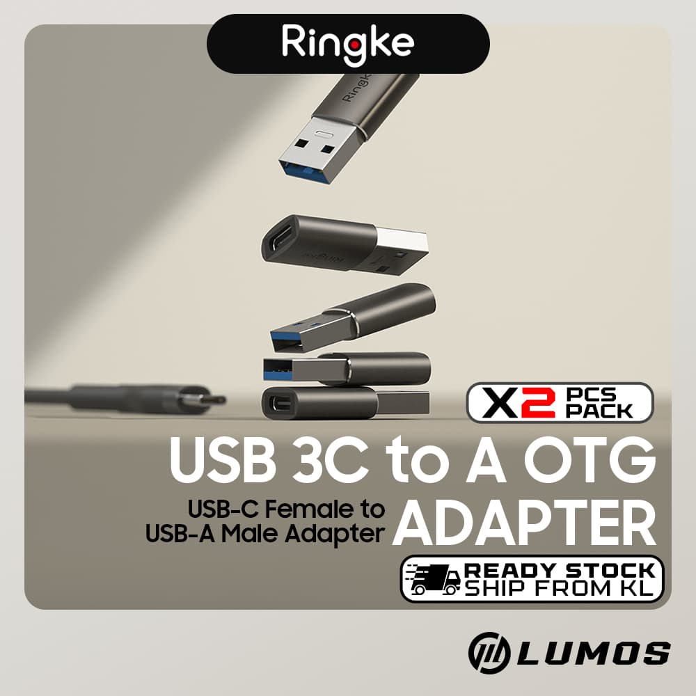 RINGKE USB 3 C TO A OTG ADAPTER GUN METAL 2 Pack USB-C Female to USB-A Male Adapter Fast Charge Quick Charger 3.0 Support