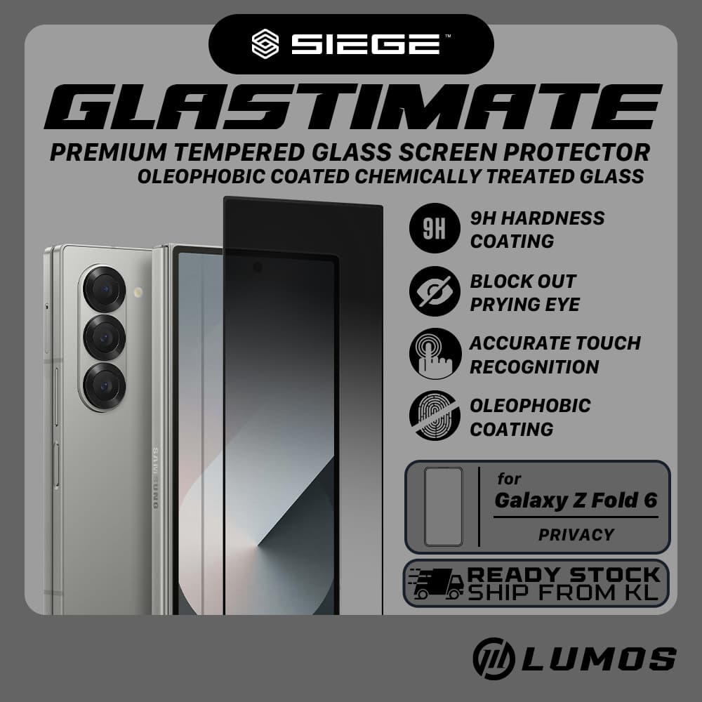 SIEGE GLASTIMATE SAMSUNG GALAXY Z FOLD 6 FULL COVERAGE (PRIVACY) Premium Tempered Glass Screen Protection