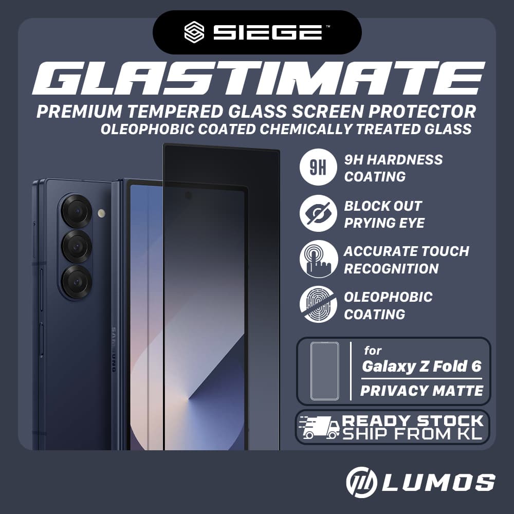 SIEGE GLASTIMATE SAMSUNG GALAXY Z FOLD 6 FULL COVERAGE (PRIVACY MATTE) Premium Tempered Glass Screen Protection