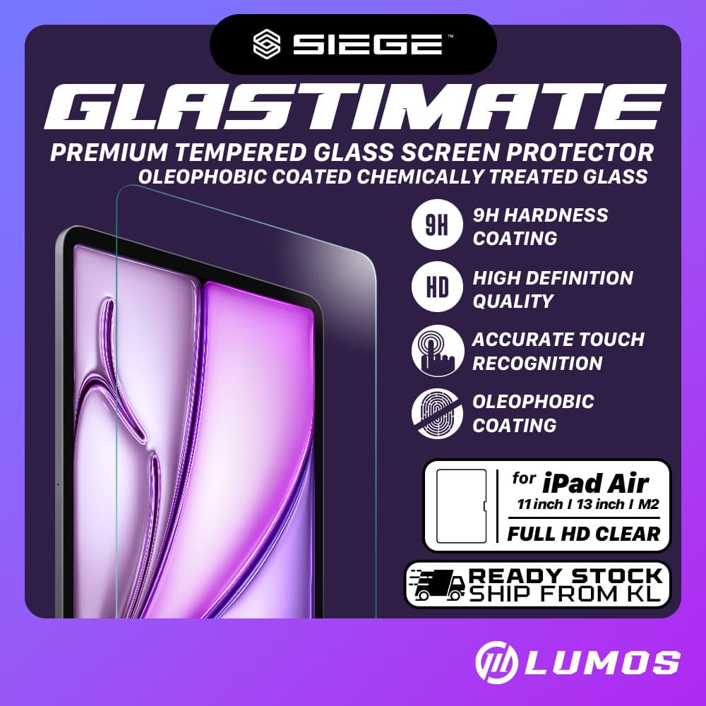 SIEGE GLASTIMATE PREMIUM TEMPERED GLASS SCREEN PROTECTOR for iPad Air M2 11 inch / 13 inch