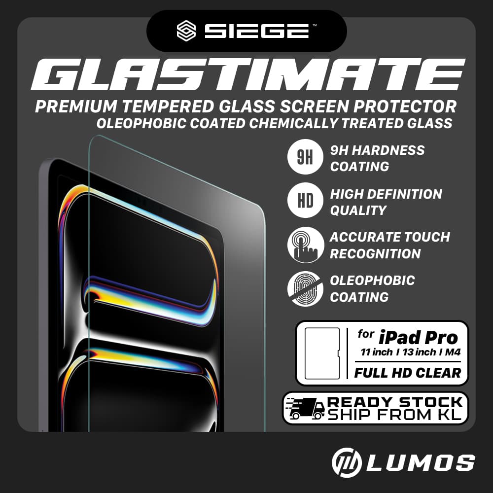 SIEGE GLASTIMATE PREMIUM TEMPERED GLASS SCREEN PROTECTOR for iPad Pro M4 11 inch / 13 inch