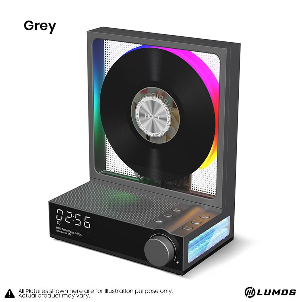 HOTT All Media CD Player C229A With Remote Control RGB Light, Bluetooth 5.3 HiFi Sound Superior Sound – Grey