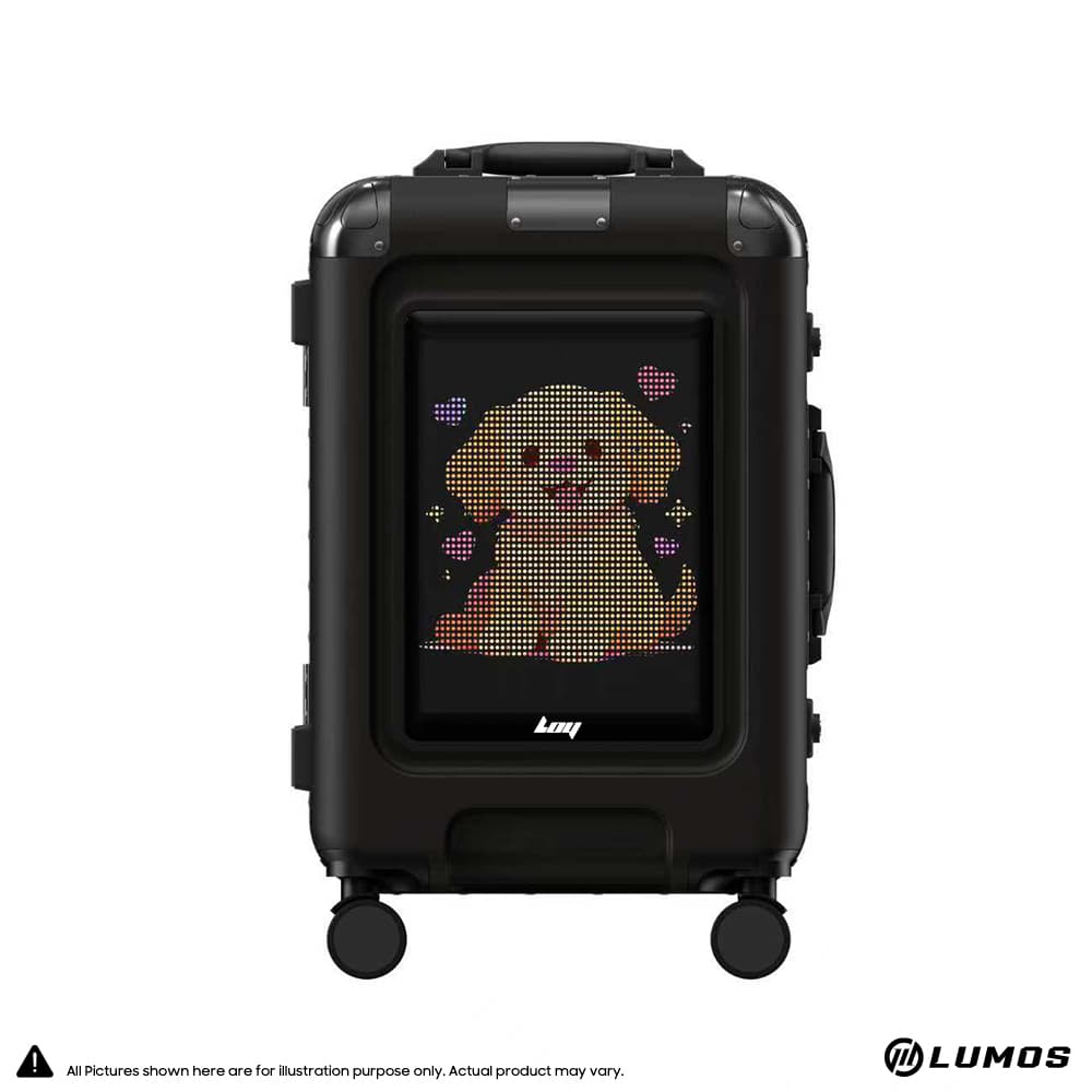 LOY Pixel Voyager L4 Luggage Suitcase with LED Travel in Futuristic Style – Black