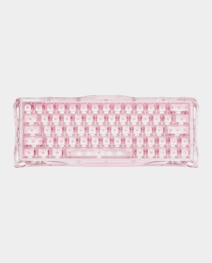Gravastar Mercury V60 Crystal Rose 60% Mechanical Gaming Keyboard RGB Wired Compact Pink Transparent Design