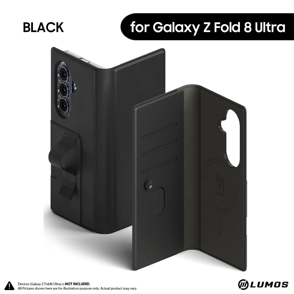 Ringke Galaxy Z Fold 7 / Z Fold 8 Ultra MagSafe Wallet Folio Grip Wallet Magnetic Premium PU Leather – Black