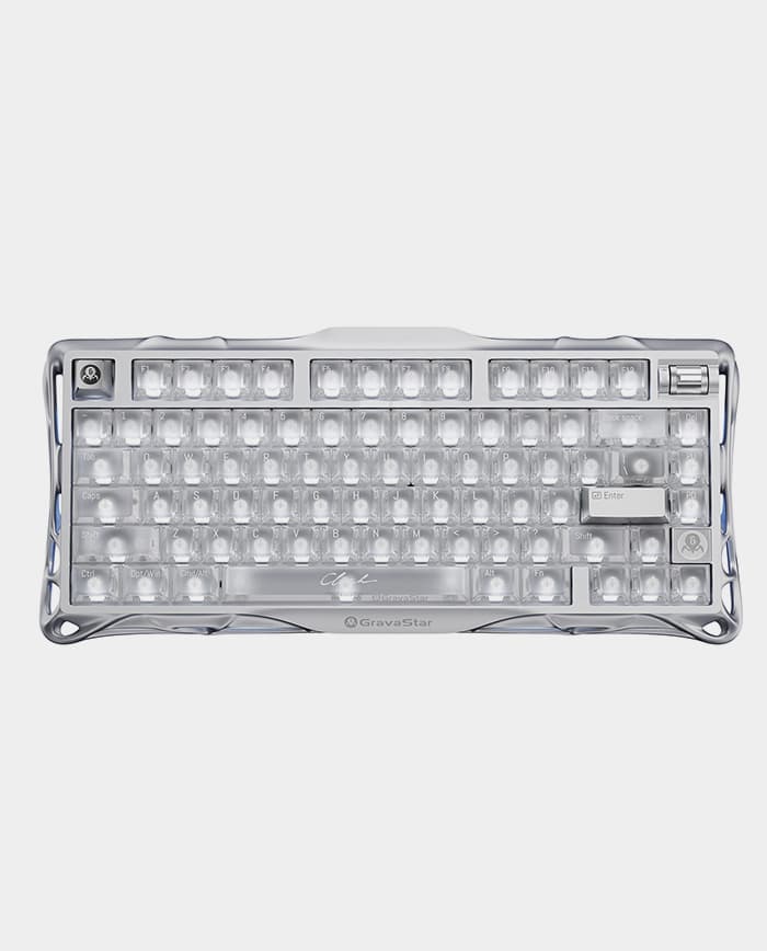 GravaStar Mercury V75 75% Hall Effect Magnetic Switch Gaming Keyboard Silver Frost