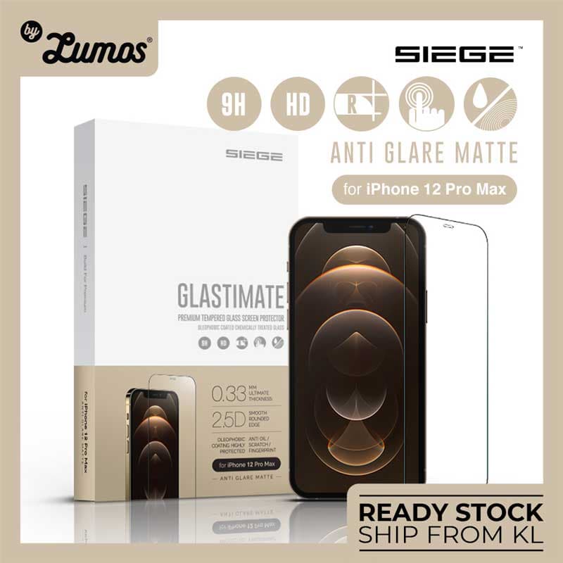 SIEGE GLASTIMATE APPLE iPhone 12 PRO MAX 2.5D (ANTI-GLARE MATTE) PREMIUM TEMPERED GLASS SCREEN PROTECTION