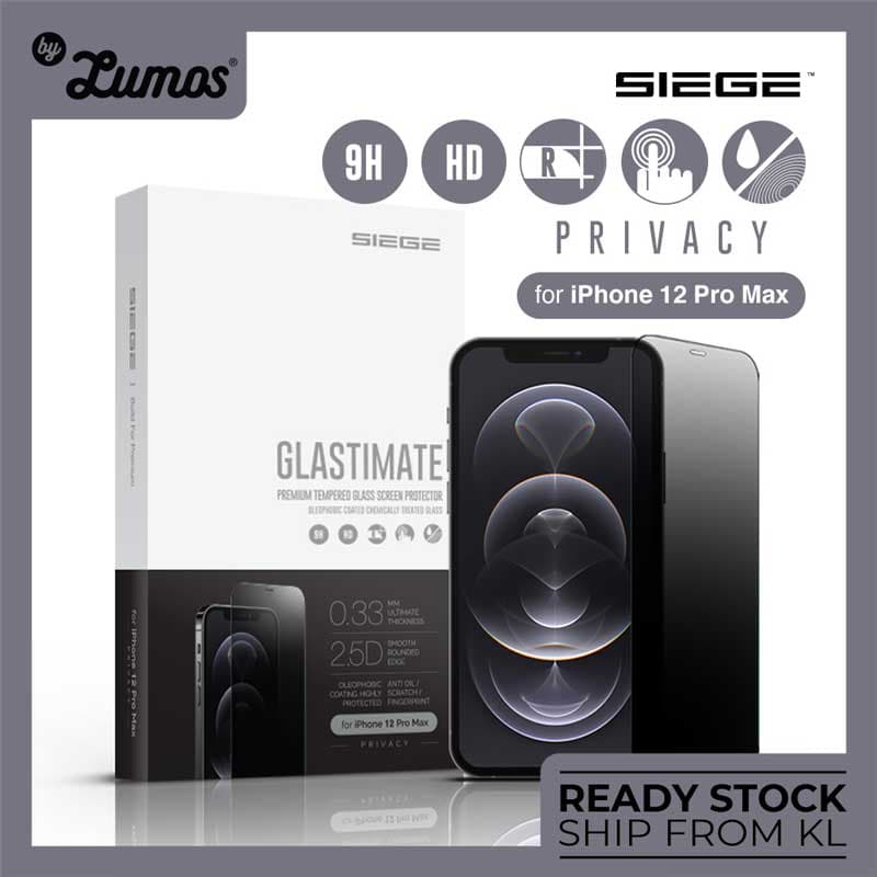 SIEGE GLASTIMATE APPLE iPhone 12 PRO MAX 2.5D FULL COVERAGE ( PRIVACY ) PREMIUM TEMPERED GLASS SCREEN PROTECTION