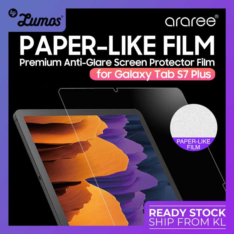 Araree Paper Like Film Samsung Galaxy Tab S7 Plus & Tab S8 Plus Premium Anti Glare Screen Protector made for SPen