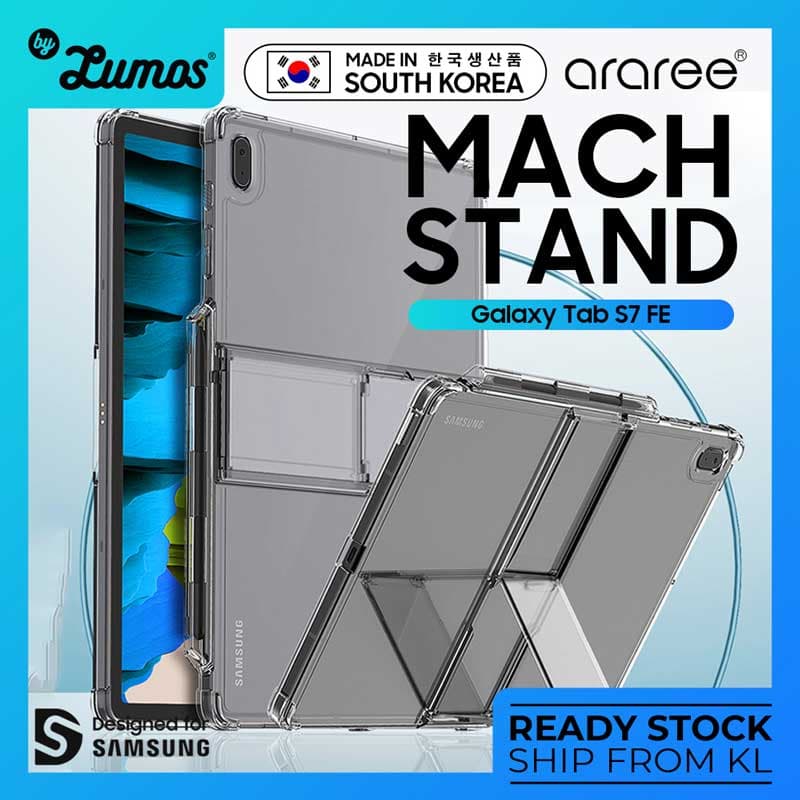 Araree Flexield SP Samsung Galaxy Tab s7+ / S7 FE / S8+ (Mach Stand) Protective Stand Case โ Clear / galaxy tab s7 fe