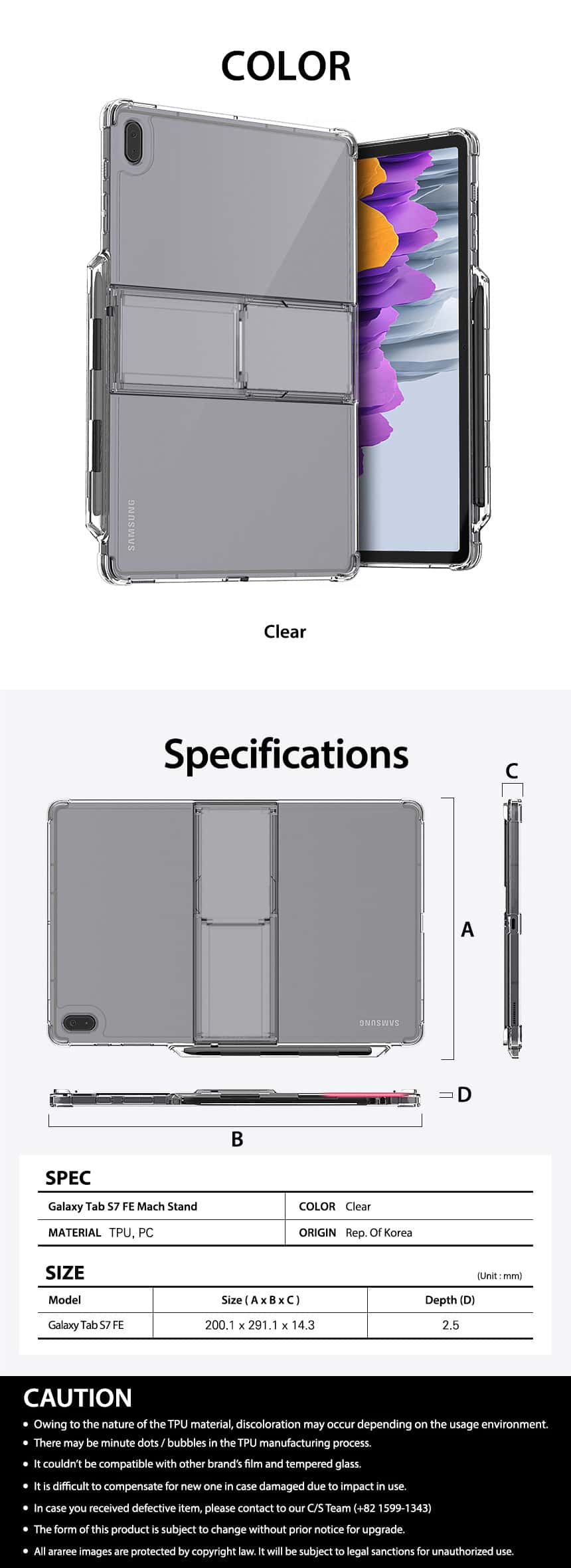 Araree Flexield SP Samsung Galaxy Tab s7+ / S7 FE / S8+ (Mach Stand) Protective Stand Case