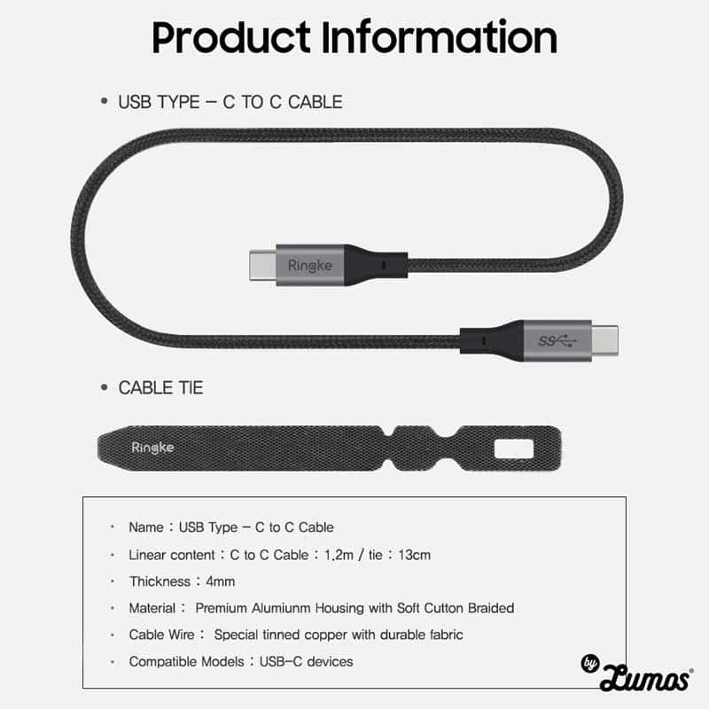 RINGKE USB TYPE C TO C CHARGING CABLE Fast Charging 1.2M Length Up To 4x Faster