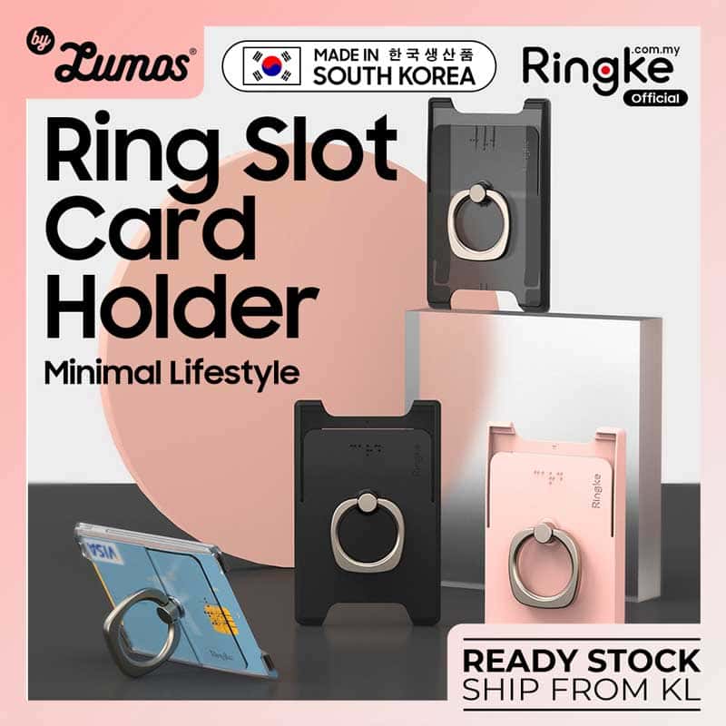 RINGKE RING SLOT CARD 2 HOLDER CARDS Multi Function Rotate 360 Ring Phone Holder