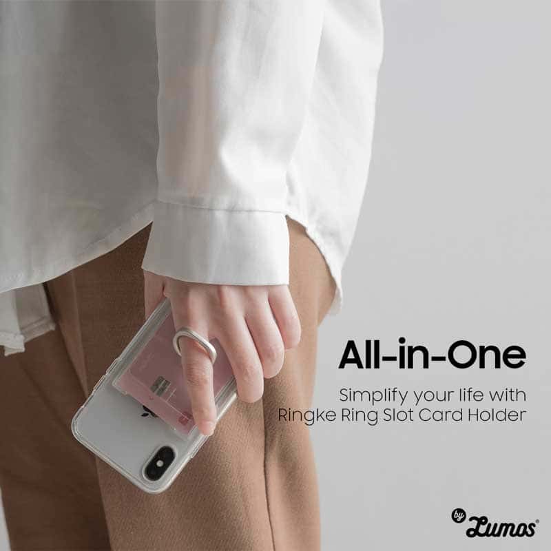 RINGKE RING SLOT CARD 2 HOLDER CARDS Multi Function Rotate 360 Ring Phone Holder