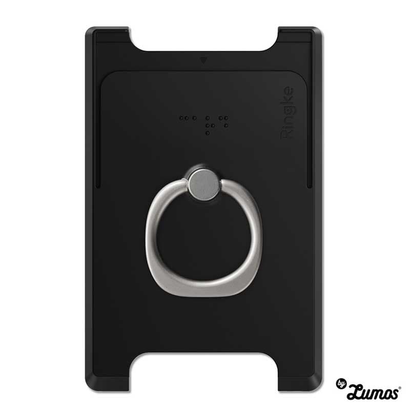 RINGKE RING SLOT CARD 2 HOLDER CARDS Multi Function Rotate 360 Ring Phone Holder β Black