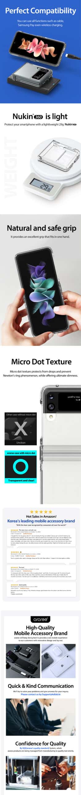Araree Nukin 360 Series Samsung Galaxy Z Flip 3 Slim Transparent Protective Case