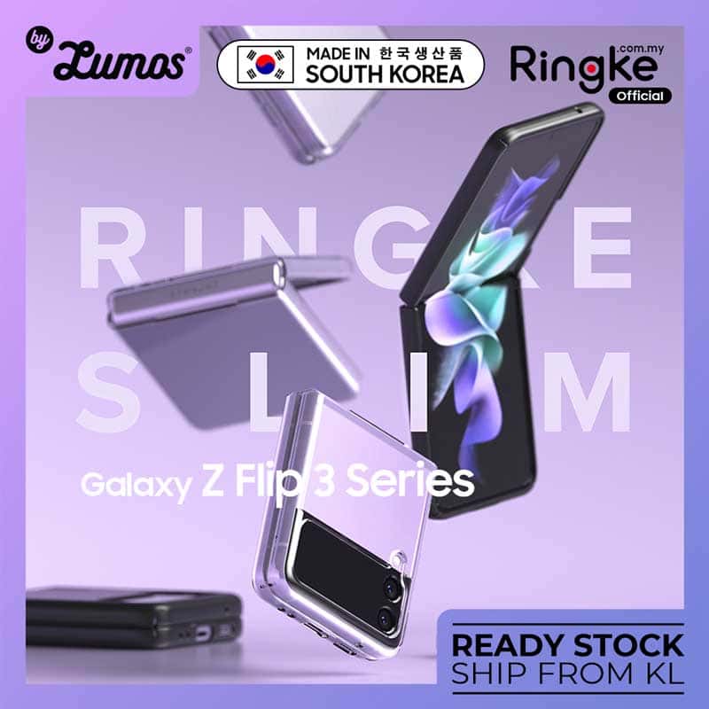 RINGKE SLIM Samsung Galaxy Z Flip 3 Light & Thin Clear Matte Black Case