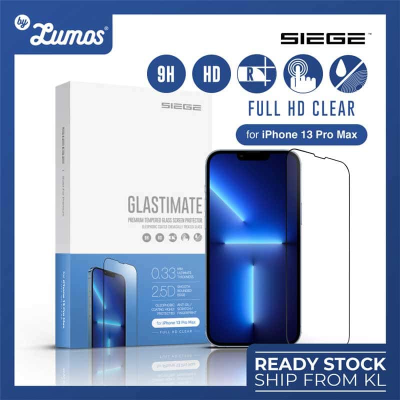 SIEGE GLASTIMATE APPLE iPhone 13 PRO MAX 2.5D FULL COVERAGE PROTECT HD ( CLEAR ) PREMIUM TEMPERED GLASS SCREEN PROTECTOR