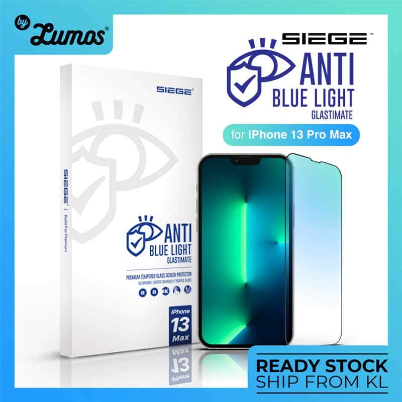 SIEGE Glastimate (Anti-Blue Light) Apple iPhone 13 Pro Max Premium Tempered Glass