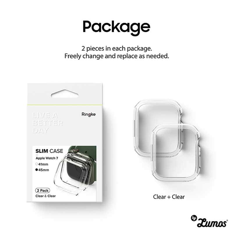 RINGKE Slim Apple Watch Series 7 (2 Pcs Pack) Durable Full Transparent Protection Case