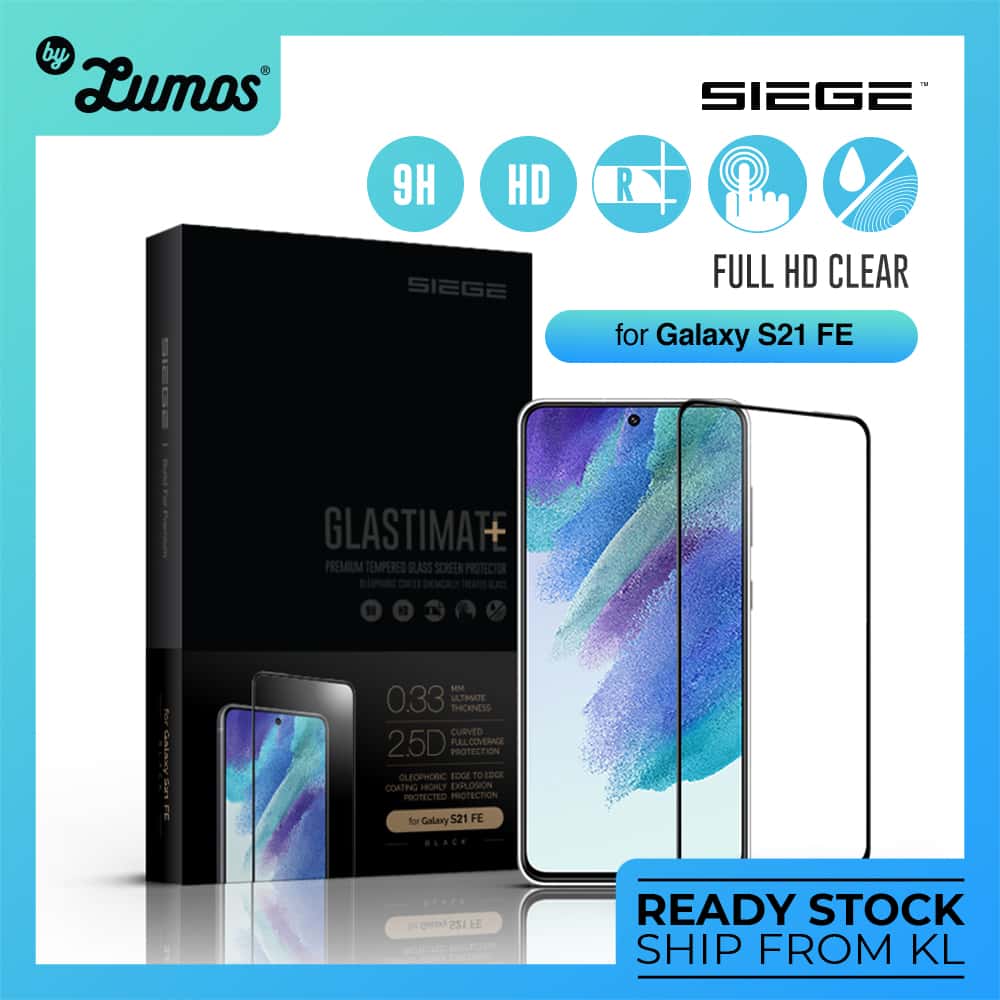 SIEGE GLASTIMATE Samsung Galaxy S21 FE Full Coverage Protection Tempered Glass Screen Protector