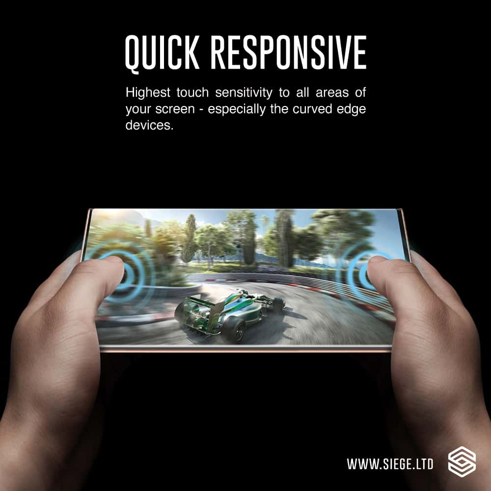 SIEGE GLASTIMATE Samsung Galaxy S22 Ultra UV Nano Glue 3D Full Coverage Protection Tempered Glass Screen Protector