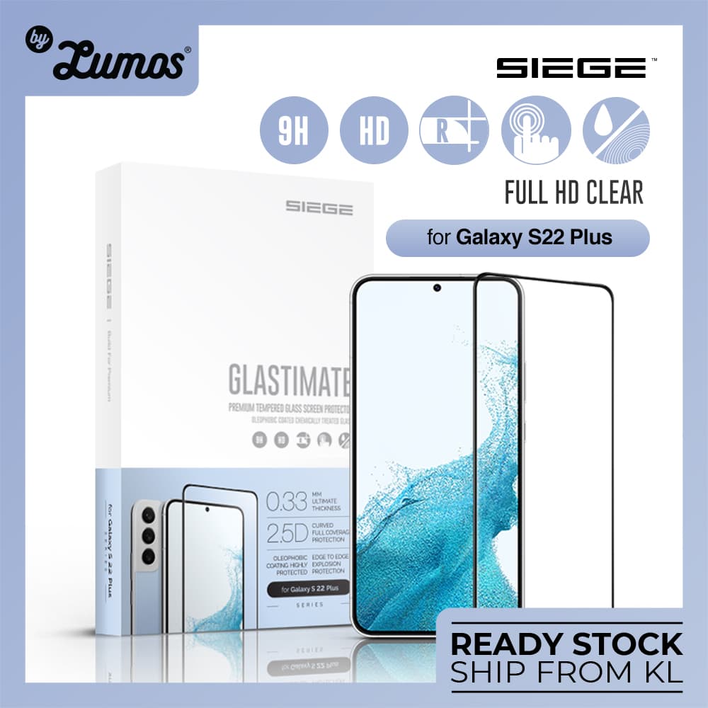 SIEGE GLASTIMATE Samsung Galaxy S22 Plus Full Coverage Protection Premium Tempered Glass Screen Protector – S22 Plus