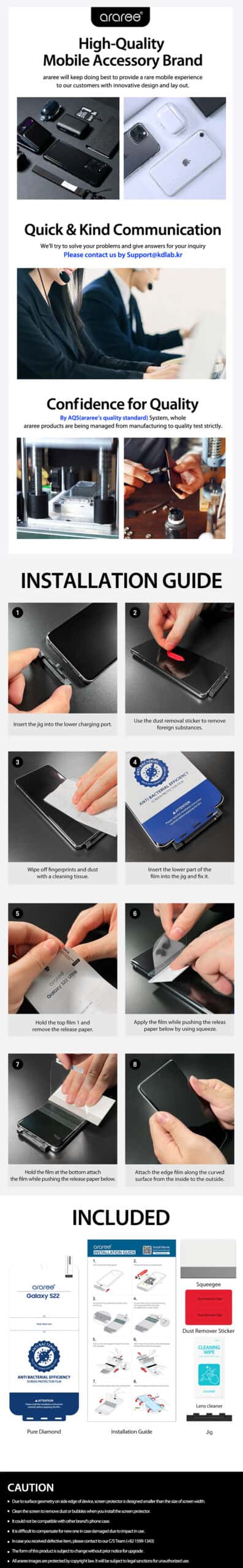 ARAREE PURE DIAMOND Samsung Galaxy S22 / S22 Plus / S22 Ultra EPU Screen Protector Film